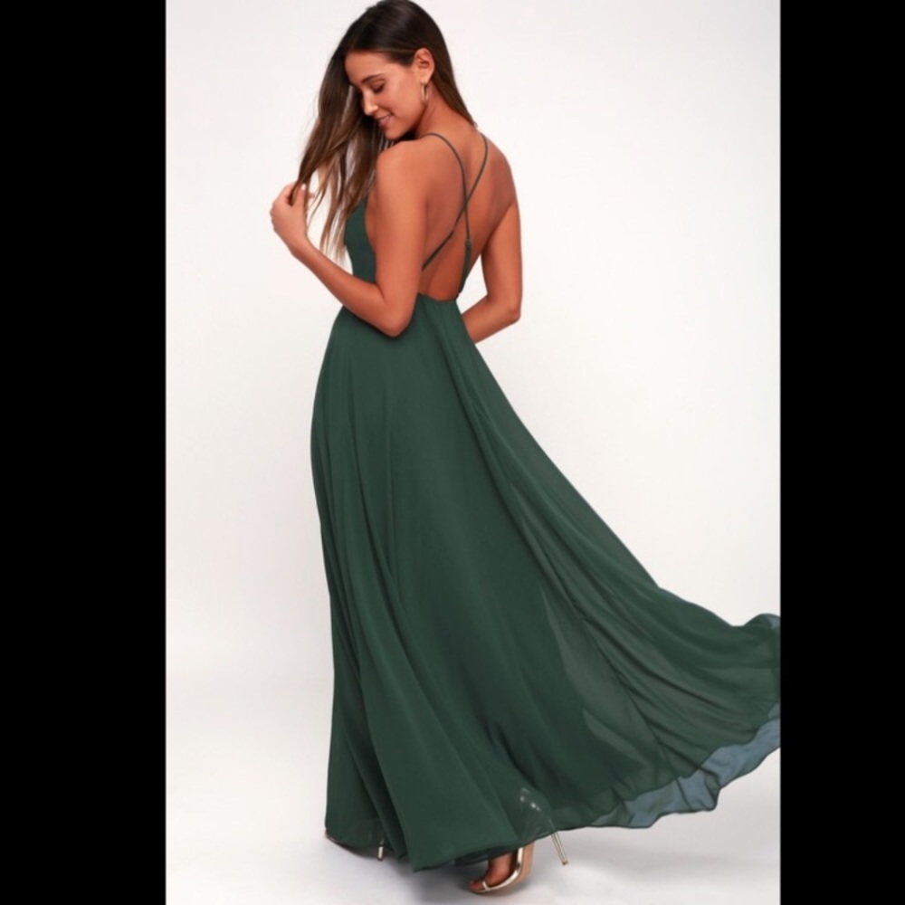 LULU’S dark green long formal dress size Medium